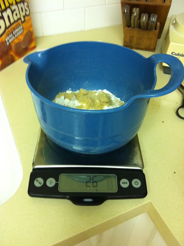 weighing ingredients